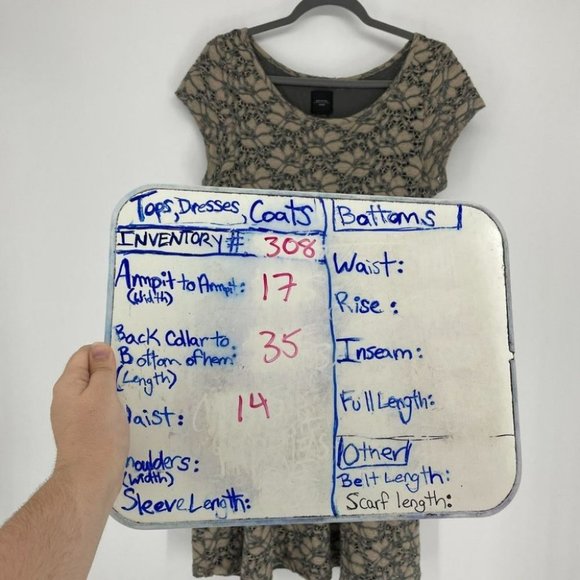 Deletta Anthro grey tan  floral eyelet Brushed Terra skater dress cap sleeve - Picture 13 of 16